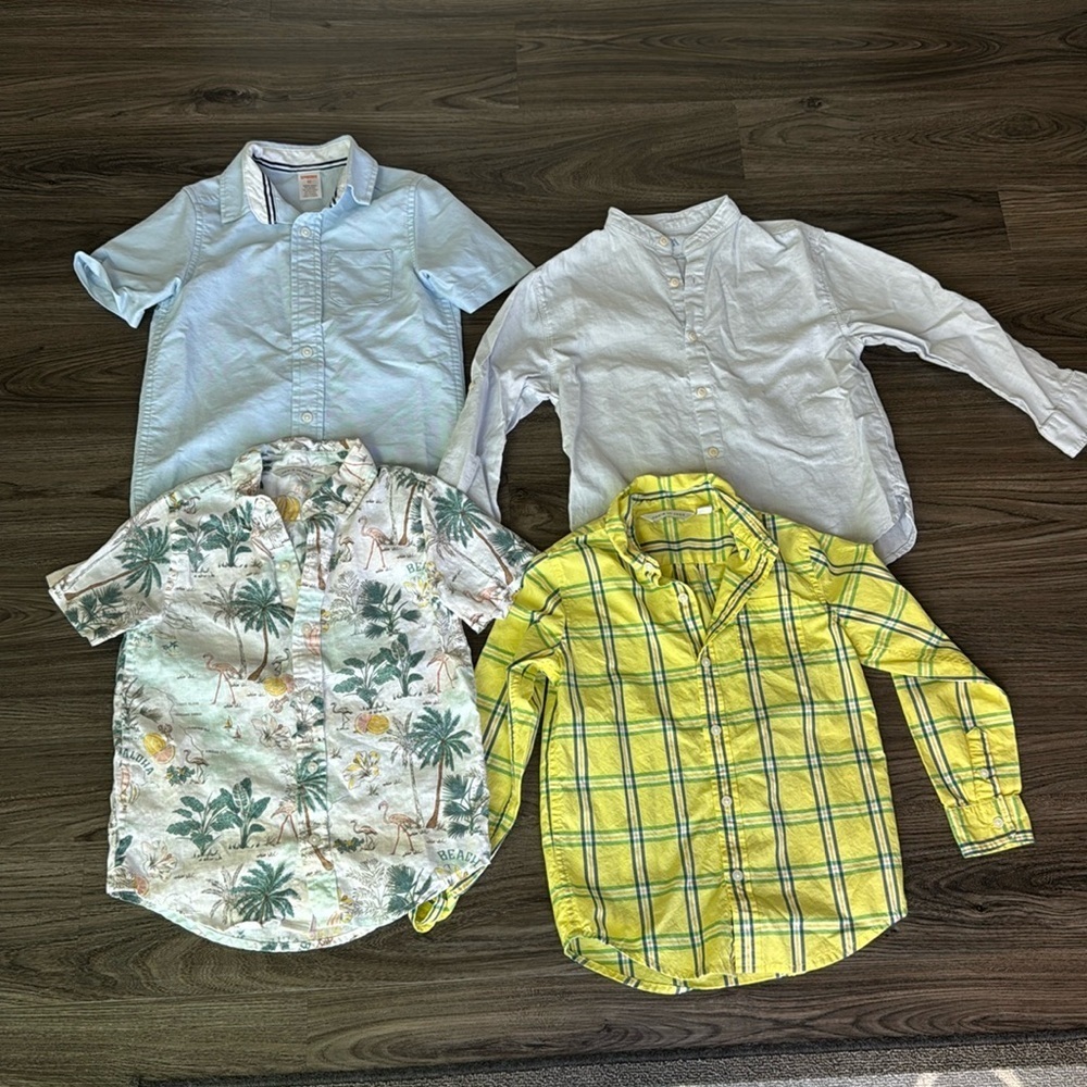 Lot of 4 boy button down shirt, size 5 & 6